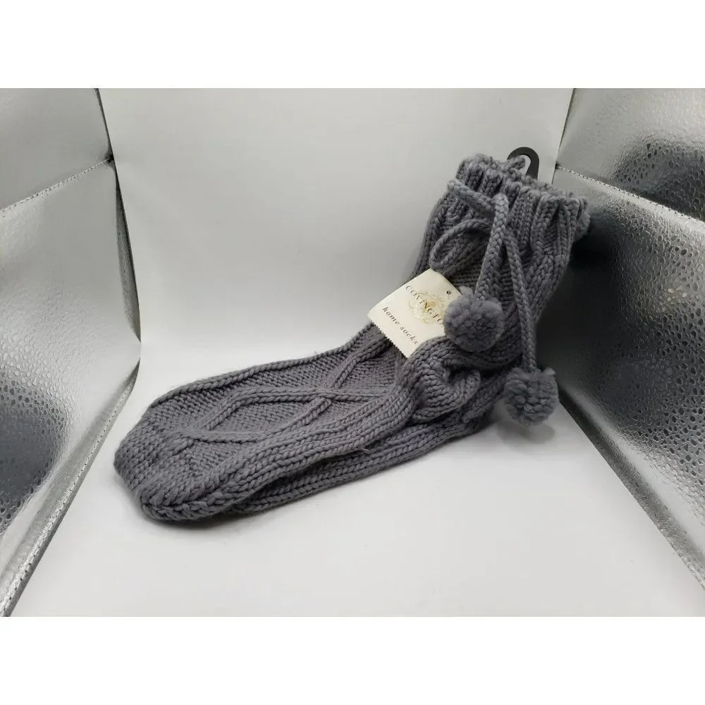 Covington‎ NWT Sears Slippers Socks Grey Gray Knit Winter Socks with Grippers